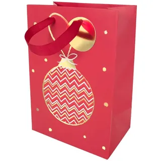 Draeger Paris – Geschenktasche Weihnachten Kugel Gold und rot klein