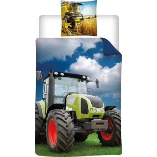 Trecker Bettwäsche Set Traktor 2 tlg 135 x 200 cm 100% Baumwolle