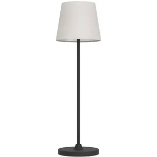 EGLO LED Akku Tischleuchte Leonero, Tischlampe kabellos, schwarz-beige Nachttischlampe aus Metall mit Textil Lampenschirm, Touch dimmbar, USB aufladbar, warmweiß-neutralweiß