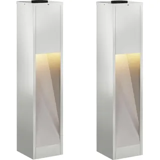 vidaXL Solar LED Wegeleuchte 2 stk. Warmes Weiß 18 x 18 x 80 cm - Silber