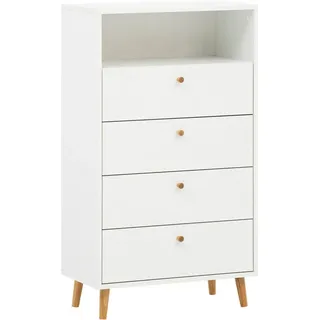 Schildmeyer Kommode »Bjarne, Breite 60 cm« 4 Schubladen, Griffe und Möbelfüße aus Massivholz, weiß