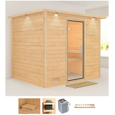 Bild Sauna »Soraja«, (Set), 9-kW-Ofen mit integrierter Steuerung, beige