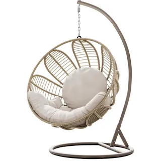 Mirjan24 Hängesessel Floressa, Einsitzer Hängekorb, Stilvoll Gartensessel mit Stahlskelett (Farbe: Beige, Beige) - Beige
