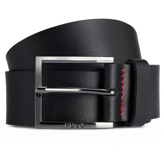 Ledergürtel HUGO "Geek_Sz35", Herren, Gr. 80, schwarz, Leder, unifarben, Gürtel Ledergürtel, mit kontrastfarbenen Nähten und dezenter Metallschliesse