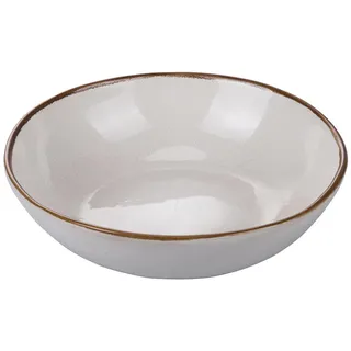 VDE Villa D'Este Home Tivoli 1996 The Market G Suppenteller aus Steinzeug, elfenbeinfarben mit braunem Rand, 6 Stück