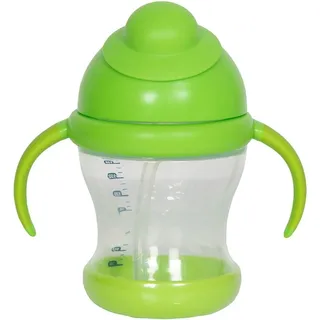 Poupy 200 ml Puppenbecher mit Henkeln, Strohhalm und Deckel mit Ausguss, geeignet für Babys ab 9 Monaten.