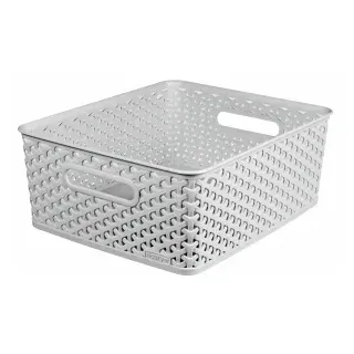 CURVER MY STYLE RECYCLING Korb, Rattan-Optik, Aufbewahrungskorb mit 70% recyceltem Material, Maße (H x B x T): 13,3 x 29,6 x 33,5 cm