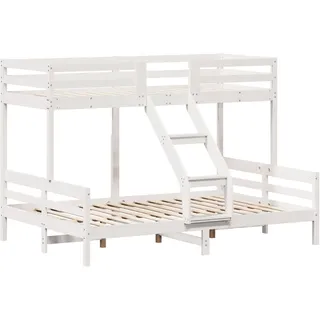 vidaXL Etagenbett 90x200/140x200 cm Weiß Massivholz Kiefer - Weiß