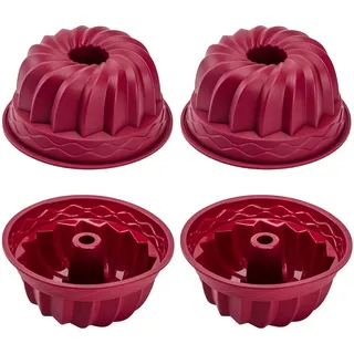 Blessfly Silikon Mini Gugelhupfform Ø 10cm Set von 4, Antihaft BPA freie Silikon Backform Kuchen Formen zum Backen, Ofen Geschirrspüler Safe Riffelrohr Backform für Kürbiskuchen, Gelee, Brownies, Brot