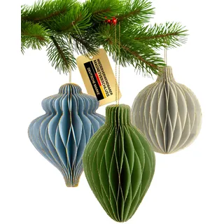 MJhomely® Mini Papier Weihnachtsbaumschmuck [6 Stück] – Waben Papieranhänger Weihnachtsbaum mit Magnetverschluss – Faltbare Weihnachtsdeko innen – Weihnachten Ornamente Baumschmuck hängend