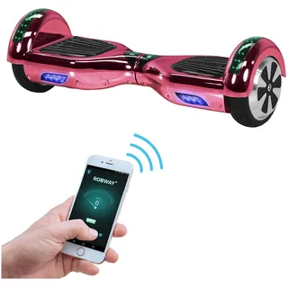 ROBWAY W1 Hoverboard | Elektroroller 700 Watt - 6,5 Zoll - 15 km/h - Bluetooth - LEDs - Soundeffekt - Smart Elektro Scooter - Jugendliche & Erwachsene - Rosa