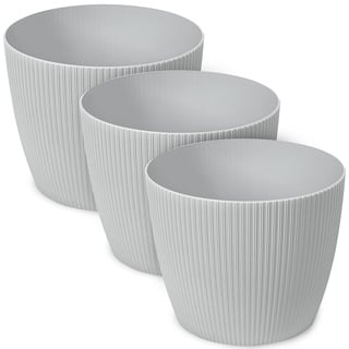 TULMERO Blumentopf matt, Pflanzkübel aus Übertopf Kunststoff Dekorativer Topf für, groß Pflanzen 3X blumenkübel Set, blumenkübel kräutertopf, (3 Pack) Grau, ø 19 cm