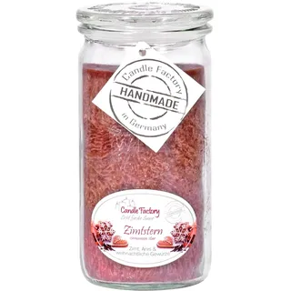 Candle Factory Mini Jumbo Duftkerze aus pflanzlichem Stearin im hitzebeständigen Glas der Marke Weck®, ca. 70h Brennzeit, Duft: Zimtstern