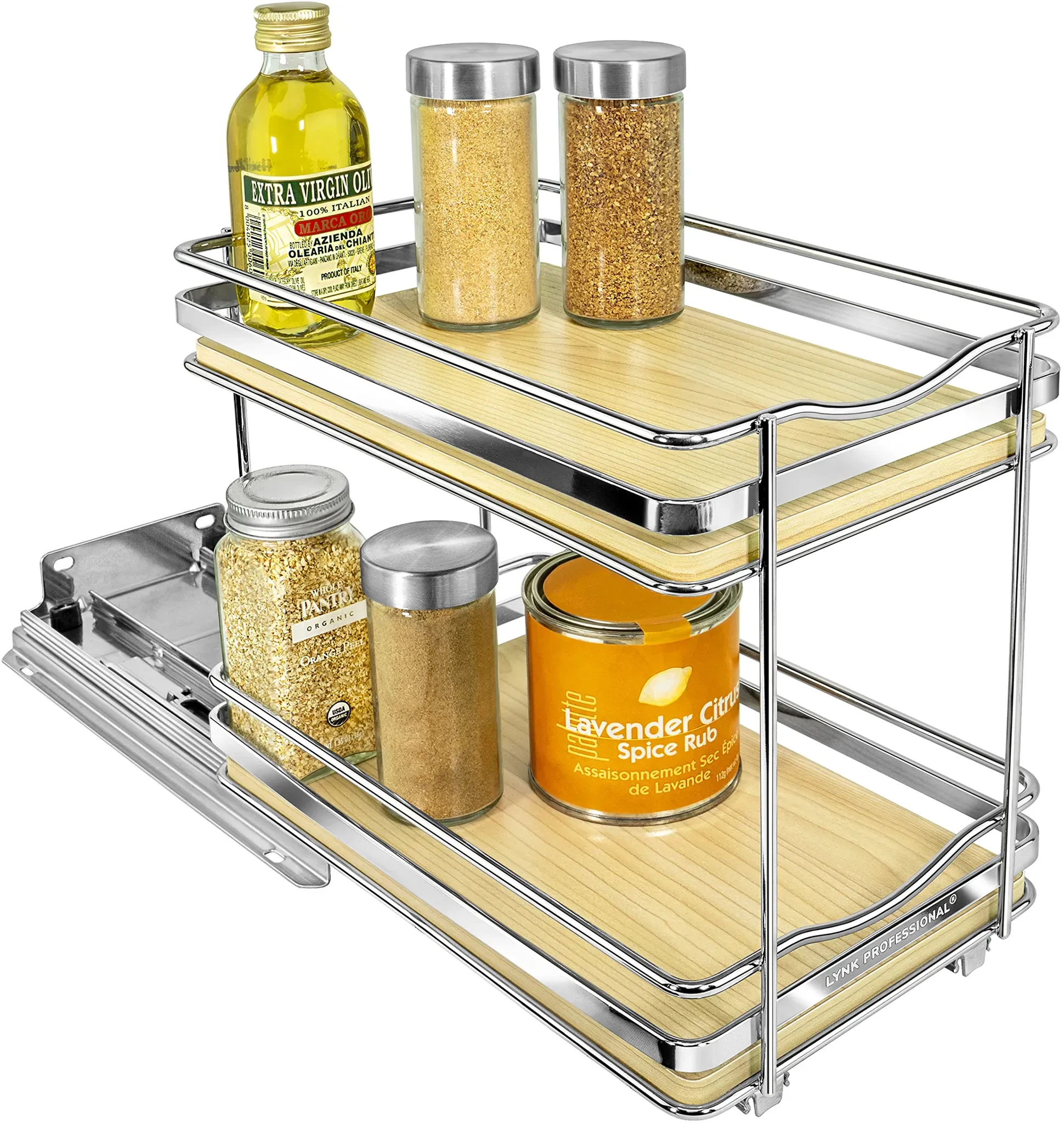 Ausziehbares Gewürzregal Für Schrank – Metall, Schwarz, 16,3 Cm B X 26,7 Cm T X 7,1 Cm H
