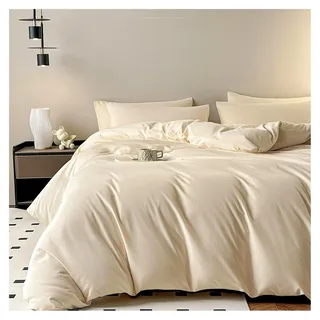 Biber Bettwäsche aus Baumwolle für den Winter mit Reißverschluss (Beige, 155 x 220 cm) - Beige