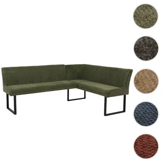 Eckbank HWC-O82, Esszimmerbank Bank, Öko-Tex (310g/m2) Chenille Stoff/Textil Metall 210x159cm ~ grün
