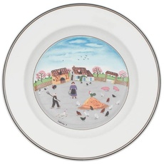 Bild Design Naif Suppenteller "Hühnerhof", 21 cm, Premium Porzellan, Weiß/Bunt