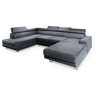 masseno Wohnlandschaft mit Schlaffunktion Siena , grau , Maße (cm): B: 335 H: 89