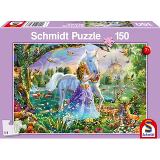 Schmidt Spiele Prinzessin mit Einhorn und Schloss (Kinderpuzzle)