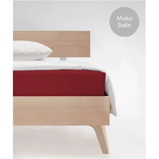 Spannbettlaken FLEURESSE "Colours in Gr. 90x200, 140x200 oder 180x200 cm", rot (bordeaux), B:200cm L:200cm, Mako-Satin, Obermaterial: 100% Baumwolle, Bettlaken, Spannbettlaken, Mako Satin, für Matratzen bis 23 cm Höhe, Bettlaken, Spannbetttuch
