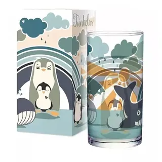 TapirElla Kindertrinkglas — extra dickes Kinder Trinkglas mit bunten Pinguinmotiven - Arktis, Wal, Pinguin — robustes Trinkglas für kleine Forscher und Entdecker aus dem Hause Lutz Mauder