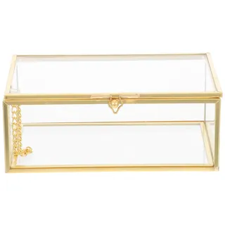 PRETYZOOM Glas Schmuck Box, Kleine SchmuckkäStchen Dekorative Box FüR Tischaufbewahrungsorganizer, Schminktische Trinket Aufbewahrungshalter FüR ArmbäNder Ringe Und Kosmetik (14x9.6x5.5cm)