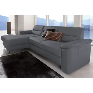 sit&more Ecksofa »Ascara L-Form« inklusive Boxspring/Federkern-Polsterung, wahlweise mit Bettfunktion, grau