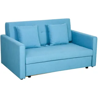 Homcom Schlafsofa 2-Sitzer Sofa mit Bettfunktion, Polstersofa mit Stauraum, Rückenkissen, Schlafcouch für Wohnzimmer, Holz,