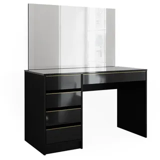 Vicco Schminktisch Sherry Schwarz/Gold 120 cm mit Spiegel, Model 47715 - Schwarz, Gold
