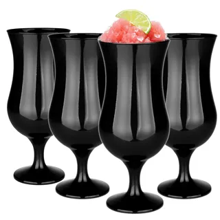 Glasmark Krosno Gläser Cocktailgläser Set Longdrink Cocktail Gin Bier Wasser Longdrinkgläser Cocktailgläser Trinkglas Wasserglas Glas Smoothie Dessert Spülmaschinenfest Schwarz 4 x 420ml