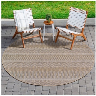 Sanat Teppich »Melissa 8003«, rund, 10 mm Höhe, Kurzflor, In -und Outdoor geeignet, Wohnzimmer braun