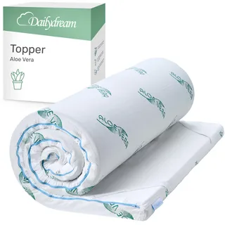 Dailydream Matratzen Topper 80x200cm | Memory Foam | 5cm hoch |Edition Aloe Vera, Model M | Zertifiziert & anatomisch geformt für unbequeme Matratze & Gästebett | Mattress Topper 80x200
