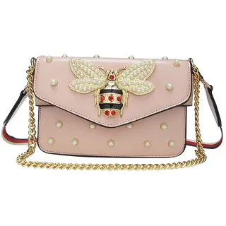 Beatfull Designer-Geldbörse mit Bienen-Motiv, modische Umhängetasche mit Perlen für Damen, PU-Leder, Schultertasche, Clutch, Handtaschen, Rose