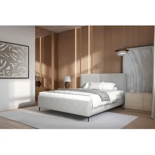 Mid.you Polsterbett , Grau , Holz, Metall , 140x200 cm , Bettkasten, Lattenrost, gepolstertes Kopfteil , Schlafzimmer, Betten, Polsterbetten
