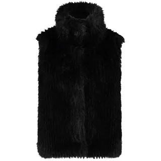 Fellimitatweste AMBER & JUNE "Plüschweste mit Kragen", Damen, Gr. 40, schwarz, Obermaterial: 100% Polyester PES., Westen Fellimitatweste
