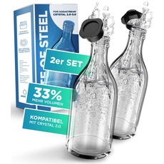 MATE OF STEEL® Premium Glasflasche für Sodastream Crystal 2.0-0.8 L Flasche- Ersatz Flaschen aus Glas Spülmaschinenfest für Soda Streaming Wassersprudler (2)