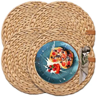 FRIHET® Tischset Oslo Set Rund Wasserhyazinthe Natur - (4, 38cm)