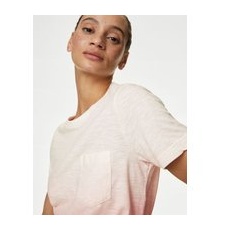 Womens M&S Collection T-shirt 100% coton à motif dégradé - Pink Mix, Pink Mix
