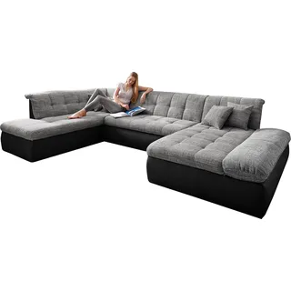 DOMO collection Wohnlandschaft »Moric«, U-Form, auch in Cord, Breite 353cm, viel Platz« im XXL-Format, wahlweise mit Bettfunktion und Armlehnenverstellung, inklusive loser Zierkissen, frei im Raum stellbar