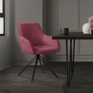 ML-Design Esszimmerstuhl drehbar, Altrosa, aus Textil Webstoff mit Metallbeine - Rosa