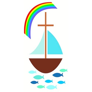 Wachsmotiv Segelboot mit Regenbogen 5 x 10 cm