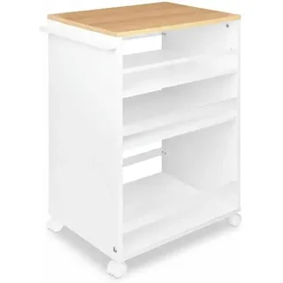 Bomoe Nischenwagen Servierwagen auf Rollen 50x38x79cm Weiß und Eiche