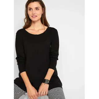 Langarmshirt BONPRIX "Langarmshirt aus Baumwoll-Viskose-Mix", Damen, Gr. 52/54 (XXL), schwarz, Obermaterial: 50% Baumwolle, 50% Viskose, ausgestellt, Shirts Langarmshirt, ausgestellte Passform, Langarm, für vielseitige Anlässe