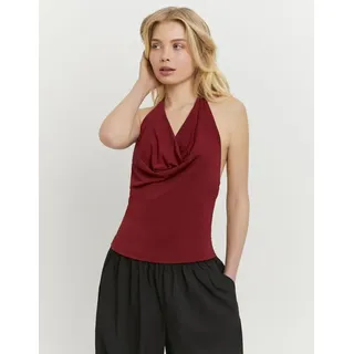 Neckholdertop TALLY WEIJL "SSLPEBLOCK2", Damen, Gr. S, pomegranate, Jersey, Obermaterial: 90% Polyester, 10% Elasthan, unifarben, figurbetont normal, V-Ausschnitt, Tops Neckholdertop, Neckholder-Top, figurbetont und kurz geschnitten