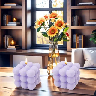 2 Stück Handgemacht Bubble Kerze Candle, Natürlich und Wohlriechend Duftkerze Kerzen, Natürlichem Sojawachs Deko Handmade Kerze für Geburtstag, Valentinstag, Thanksgiving, Weihnachten (purple+purple)