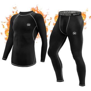 MeetHoo Thermounterwäsche Herren, Funktionsunterwäsche Set Funktionswäsche Thermo Skiunterwäsche Thermowäsche Base Layer Unterhemd Unterhose für Laufen