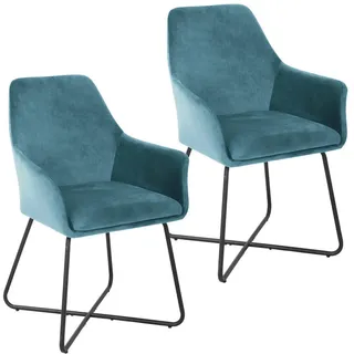 Svita Josie Dining 2er Set Esszimmerstuhl Sessel Polsterstuhl Samt Petrol