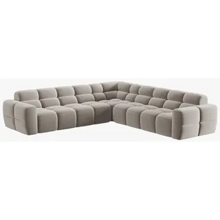 Micadoni Ecksofa Lisa aus Samt leichtes beige 5 Sitzplätze , Creme , Textil , L-Form , 310x310 cm , Hergestellt in Europa, Oeko-Tex® , Wohnzimmer, Sofas & Couches, Wohnlandschaften, Ecksofas