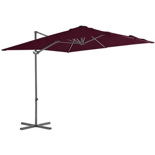 vidaXL Ampelschirm mit Stahlmast 250 x 250 cm bordeauxrot