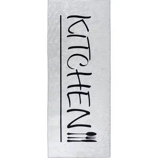 Sehrazat Küchenläufer "Caimas 3040" rechteckig 6 mm Höhe Bedruckt, waschbar, rutschhemmend, Kitchen Schriftzug, grau, schwarz
